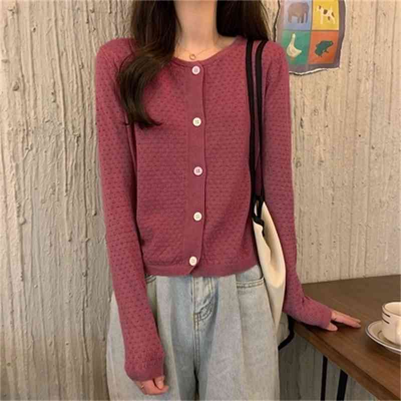 Autumn Winter Fashion O-neck Single Breasted Cardigan Knitted Ladies Sweater Womens Solid Long Sleeve Knitting Coat 210515