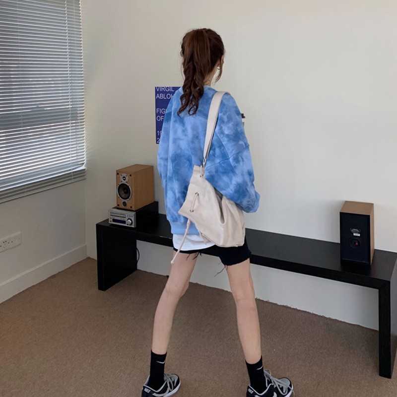 Yedinas Women's Tie Dye Sweatshirts Oversized O-neck Loose Pullover Fahion Winter Tops Fleece Sweaters For Girls Ladies 210527