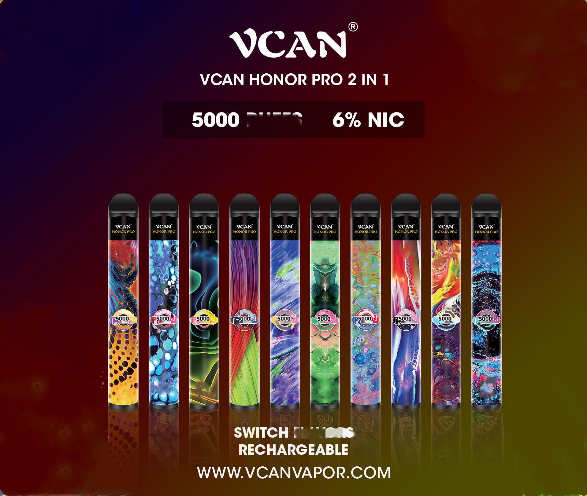 Vcan Honor Pro Disposable Device Cigarettes 5000 Puffs Pre-Filled Vape Pods Rechargeable battery aviliable puff xxl plus
Vcan Honor Pro Disposable Device Cigarettes 5000 Puffs Pre-Filled Vape Pods Rechargeable battery aviliable puff xxl plus
