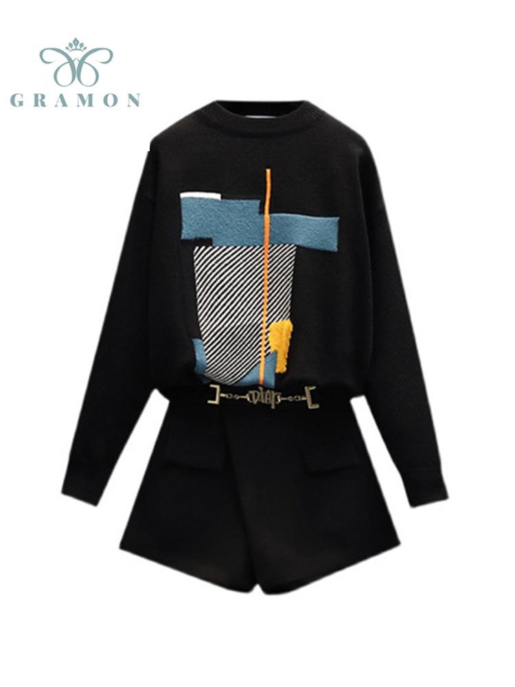 Women's Tracksuits Two Piece Sets Women Knitted Sweater + Shorts Fashion High Street Plus Size Suits 2021 Autumn Winter Chic Korean Conjunto, Gray
Women's Tracksuits Two Piece Sets Women Knitted Sweater + Shorts Fashion High Street Plus Size Suits 2021 Autumn Winter Chic Korean Conjunto, Gray