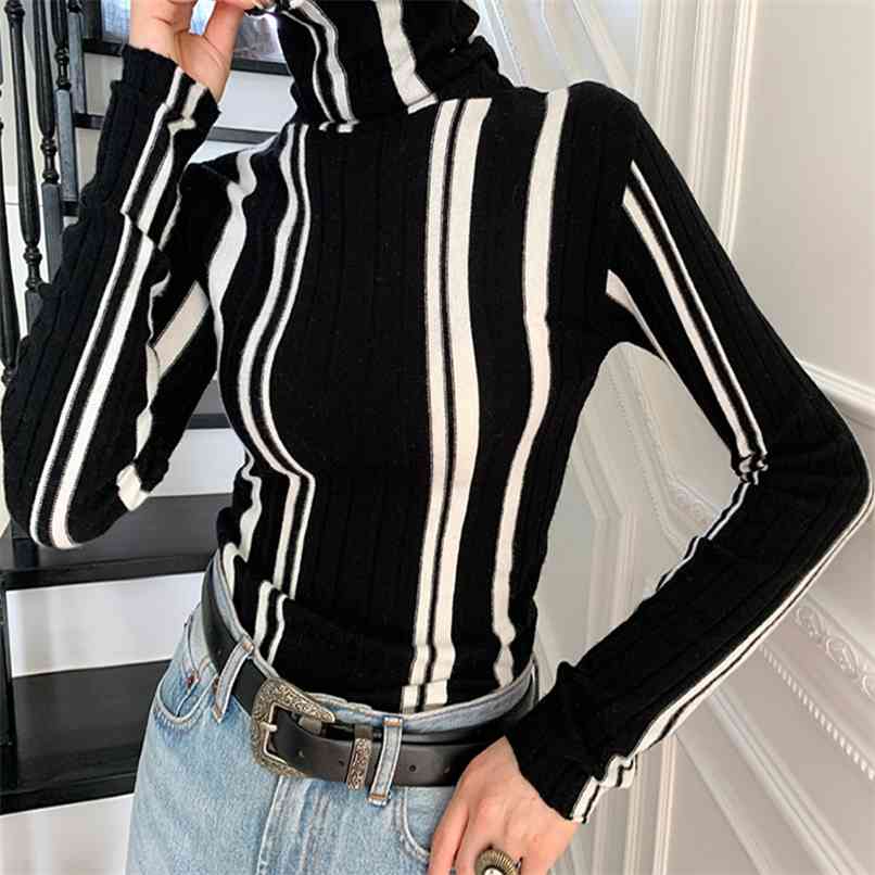 High Street Fashion Women's Turtleneck Long Sleeve Bottoming Knitted Pullover Tops Contrast vertical stripes Thin Sweater Female 210602, Khaki
High Street Fashion Women's Turtleneck Long Sleeve Bottoming Knitted Pullover Tops Contrast vertical stripes Thin Sweater Female 210602, Khaki