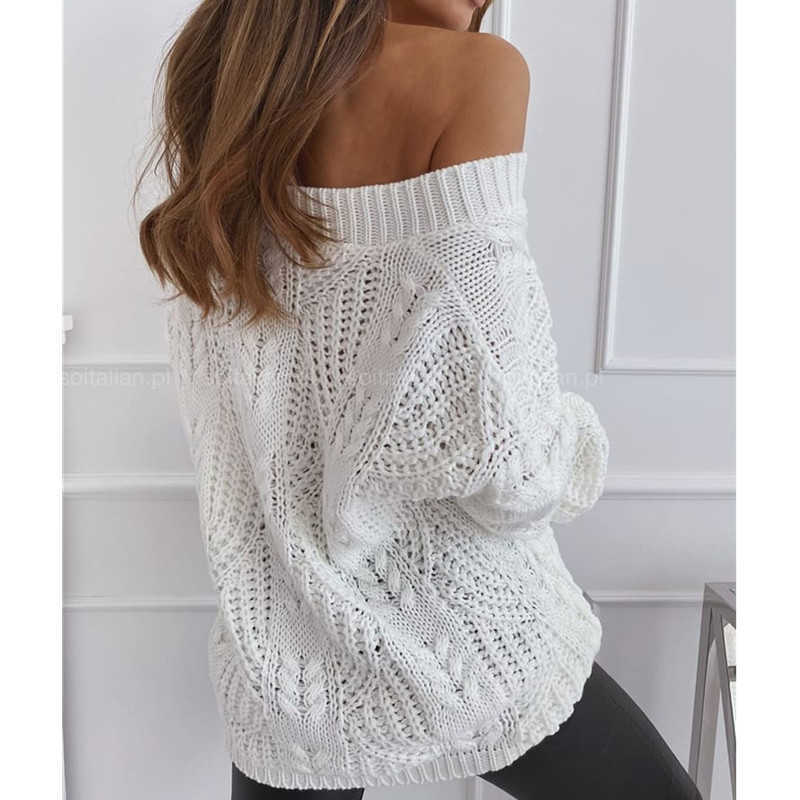 Women Solid Hollow Out Ribbed Knitted Sweater Autumn Winter V Neck Tops Casual Female Long Sleeve Loose Pullover 211007