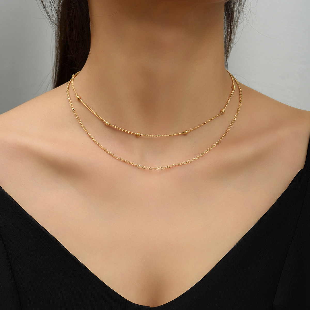 Jewelry Fashion Ol Simple Double Chain Clavicle Chain Neck Chain Geometric Round Bead Necklace
Jewelry Fashion Ol Simple Double Chain Clavicle Chain Neck Chain Geometric Round Bead Necklace