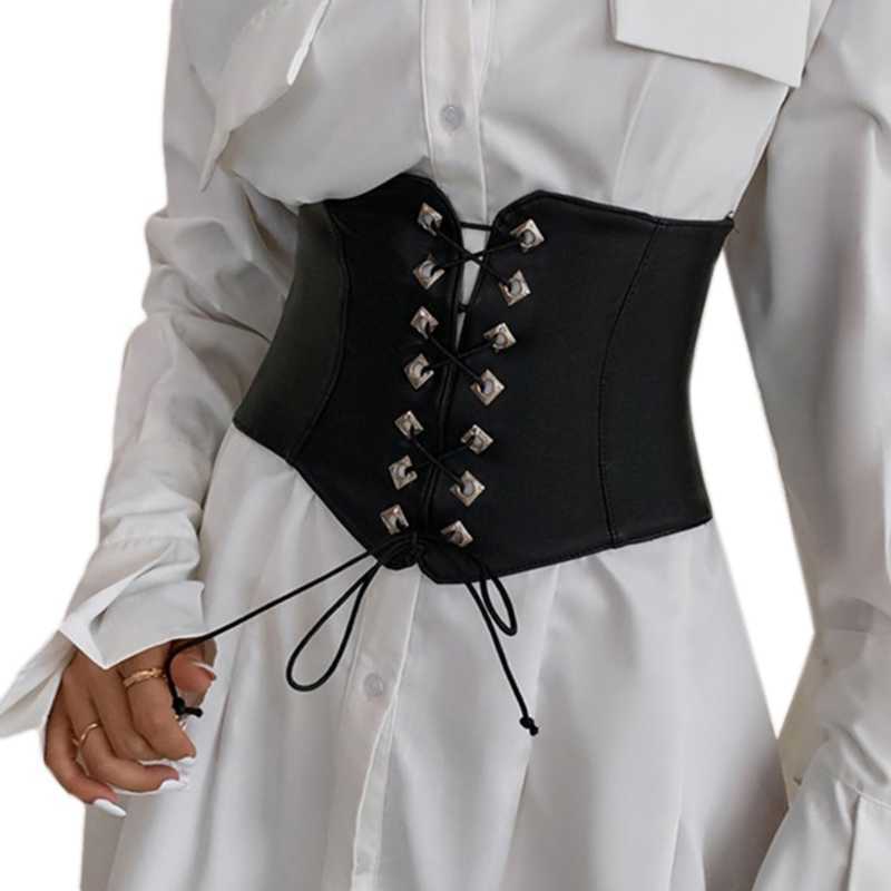 28TF Gothic Dark Lace Up Female Waist Corset Belt Wide PU Leather Belts Women P0817, Black
28TF Gothic Dark Lace Up Female Waist Corset Belt Wide PU Leather Belts Women P0817, Black