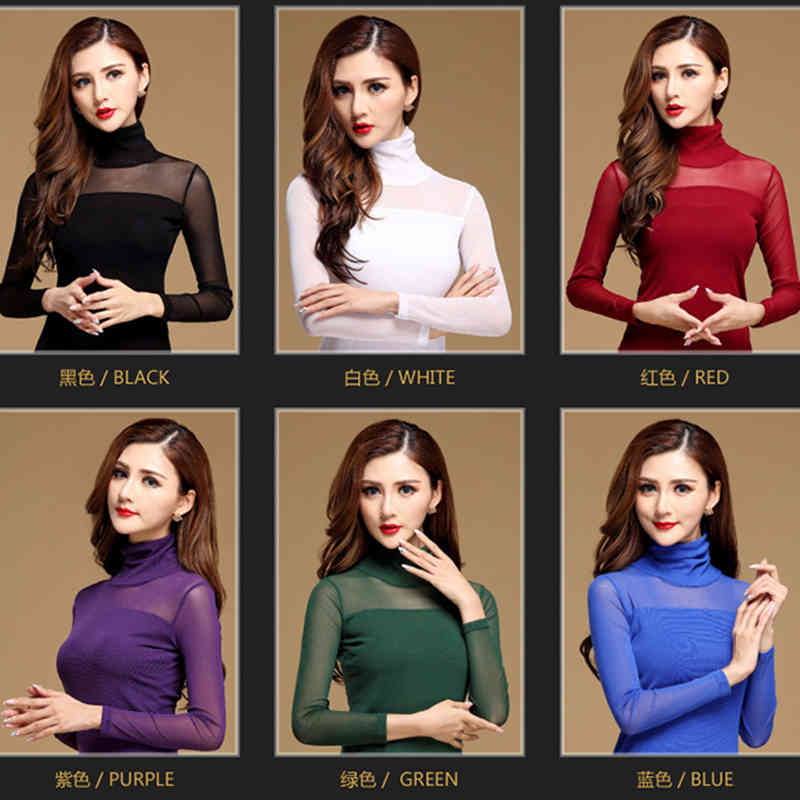 Tops Womens Blouse Shirt Black White Sexy Long Casual Long Sleeve Lace Blusas Under Shirts Elastic Tops and Blouses Women New 210323