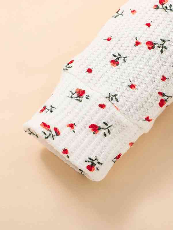 Baby Ditsy Floral Quarter Button Jumpsuit With Headband SHE