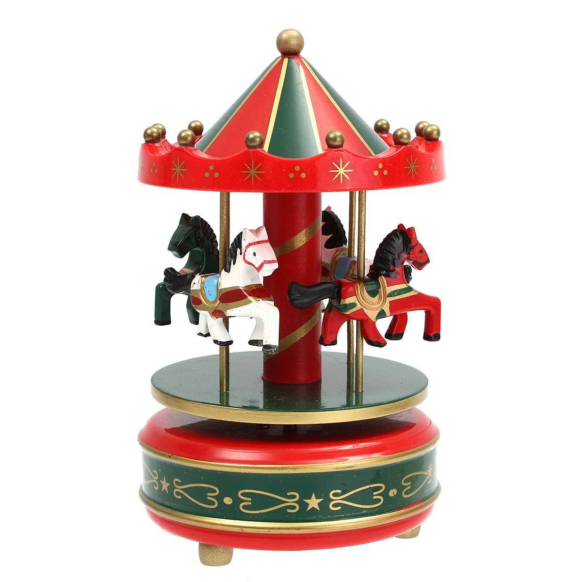 Wooden Carousel Music Box Horse Merry-Go-Round Carousel Classical Musical Case Theme Kids Children Room Decor Toys Gifts 210319