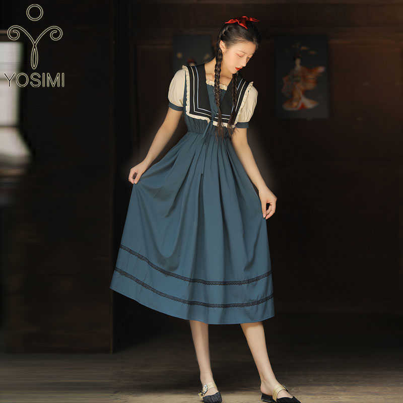 YOSIMI Green Long Women Dress Summer Floral Embroidery Sailor Collar Short Sleeve Ankle-length Empire Vestido Feminino 210604, Blue
YOSIMI Green Long Women Dress Summer Floral Embroidery Sailor Collar Short Sleeve Ankle-length Empire Vestido Feminino 210604, Blue