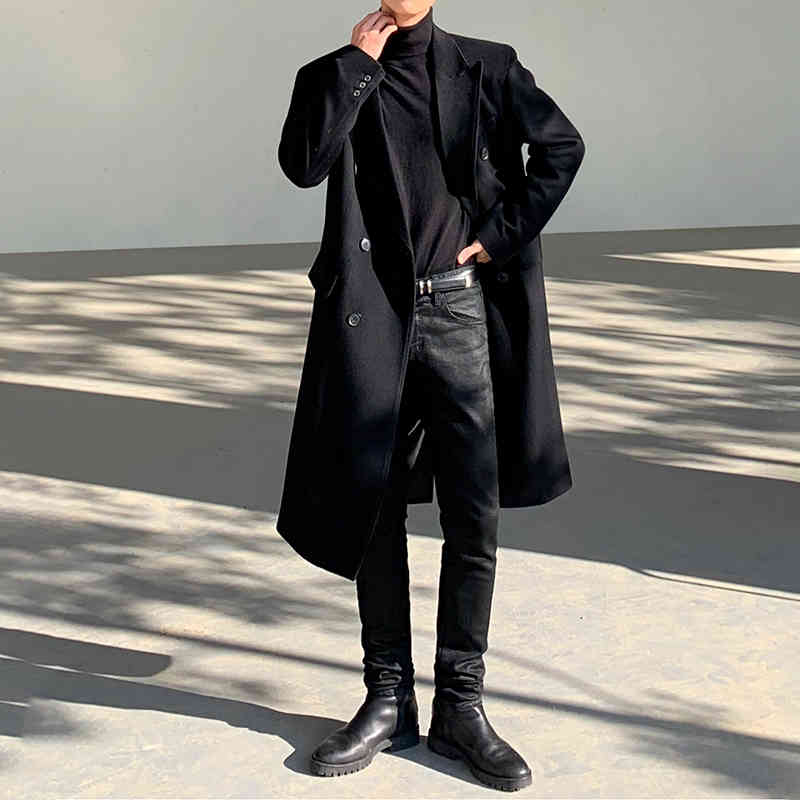 IEFB coated black jeans men's slim fit leg straight denim pants spring winter Korean fashion casual pants for male 4767 210524