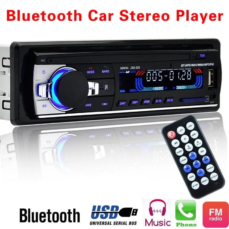 Car Stereo Radio Kit 60Wx4 Output Bluetooth FM MP3 Stereo-Radio Receiver Aux with USB SD and Remote Control L-JSD-520
Car Stereo Radio Kit 60Wx4 Output Bluetooth FM MP3 Stereo-Radio Receiver Aux with USB SD and Remote Control L-JSD-520