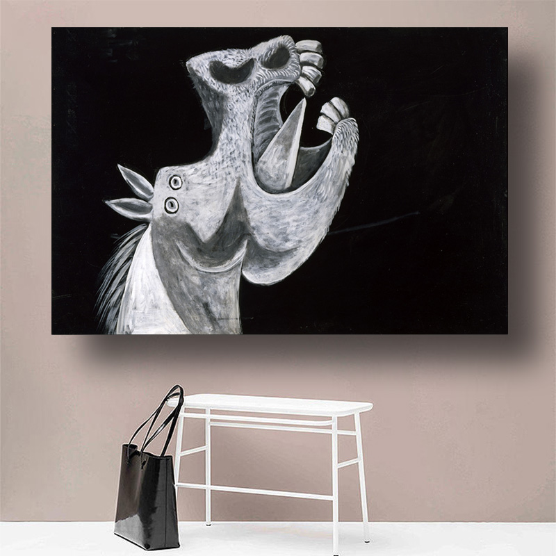 Black White Abstract Cartoon Hippo Head Canvas Painting Wall Art Posters And Prints Wall Pictures For Living Room No Frame