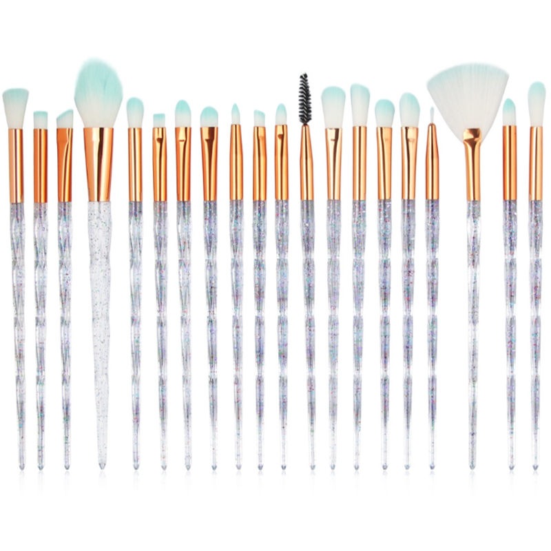 Makeup Brushes Set 20pcs Diamond Fan Powder Foundation Brush Blending Eyeshadow Lip Cosmetic Eye Make Up tool kit