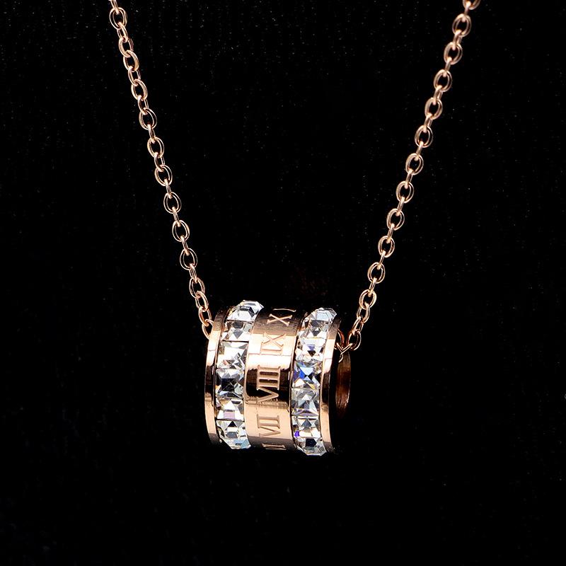 Pendant Necklaces Beautiful Roman Numerals Two Laps Zircon Necklace For Women Titanium Steel Rose Gold Color Jewelry Gift N208
Pendant Necklaces Beautiful Roman Numerals Two Laps Zircon Necklace For Women Titanium Steel Rose Gold Color Jewelry Gift N208