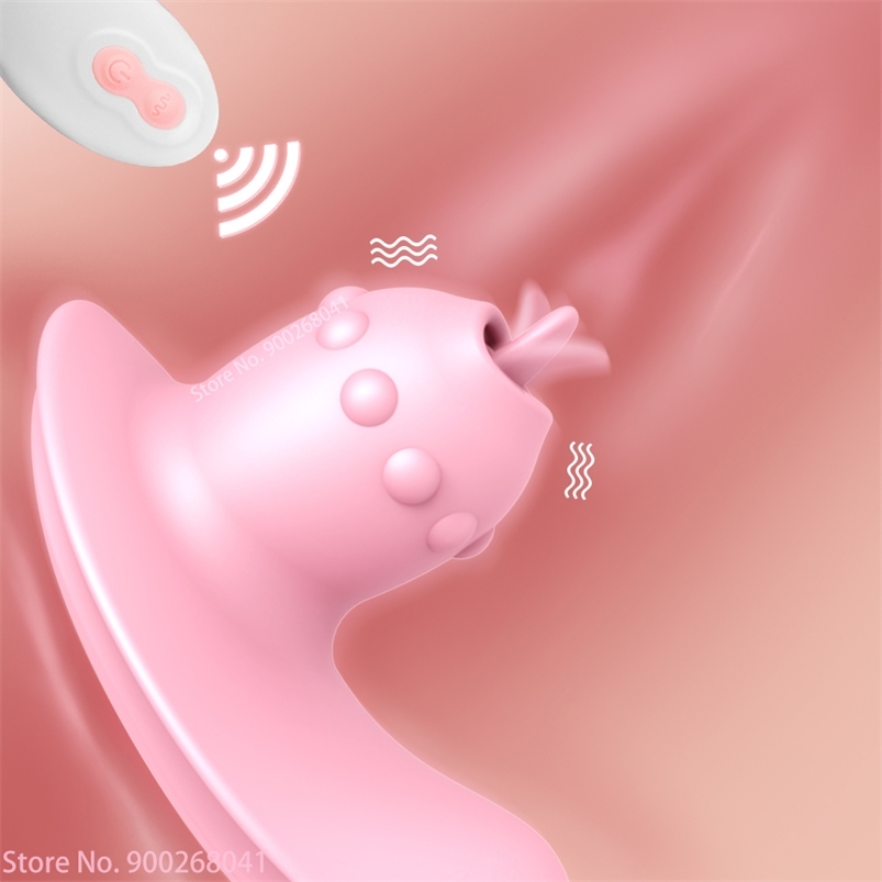 Wearable Panty Tongue Vibrator Stimulateur clitoridien à distance sans fil Masturbateur féminin Vagin Masseur Sex Toys pour femmes Couples 211013