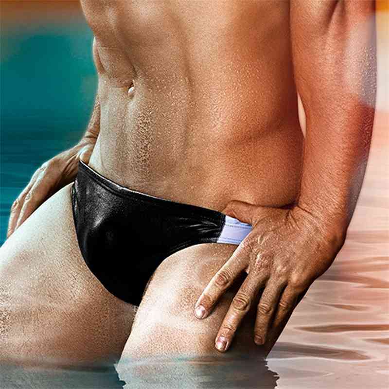 Men's Swimming Trunks Sexy Low Waist Swim Men Swimwear Firm Swimsuit Beachwear 210515