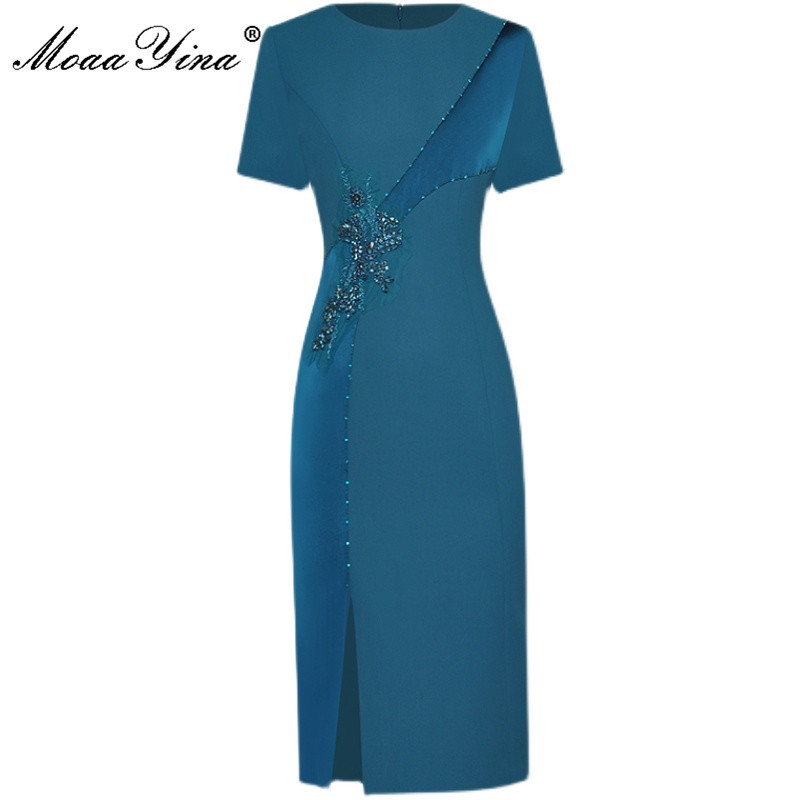 Fashion Designer Summer Party Elegant Blue Dress Women's O-neck Splicing Short sleeve Beading Slim Midi Vestidos 210524, Orange
Fashion Designer Summer Party Elegant Blue Dress Women's O-neck Splicing Short sleeve Beading Slim Midi Vestidos 210524, Orange