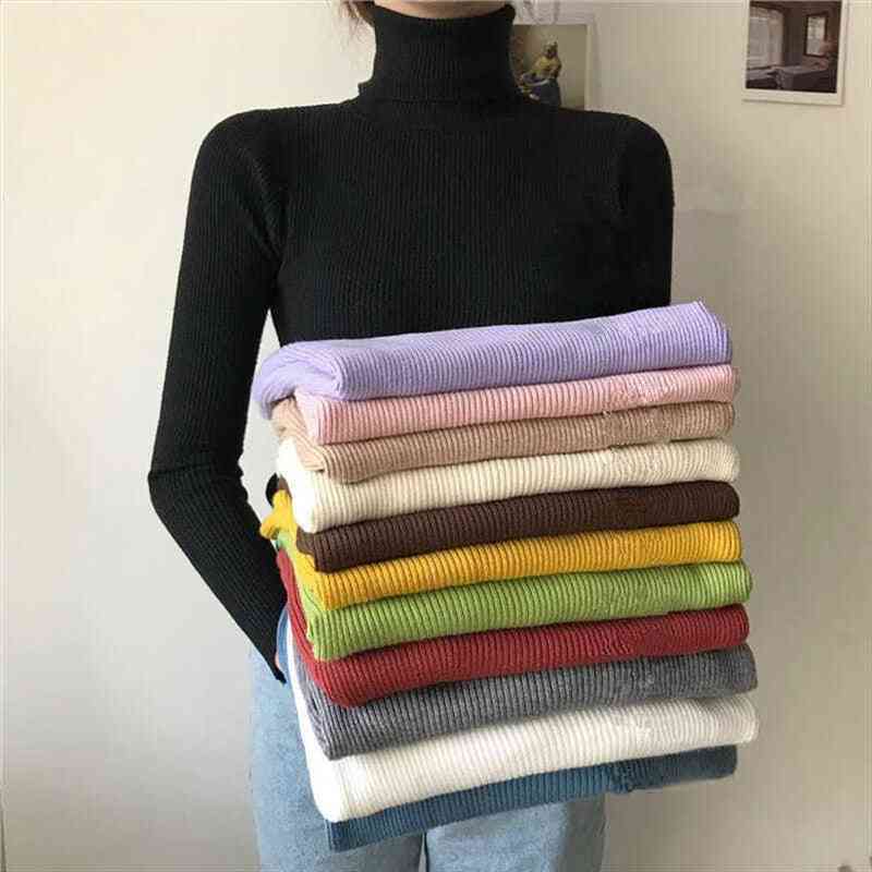 autumn winter women korean knitted turtleneck sweater casual soft jumper femme slim pullover, White;black
autumn winter women korean knitted turtleneck sweater casual soft jumper femme slim pullover, White;black