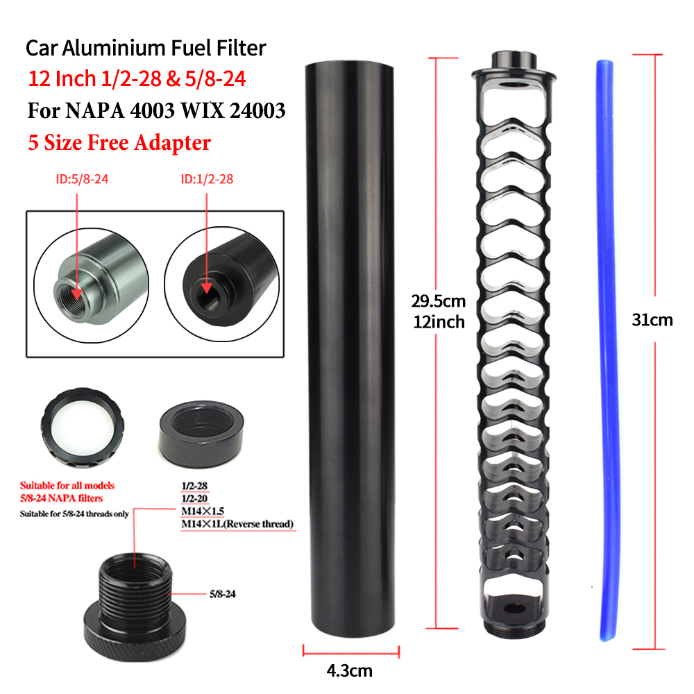 12 Inch Aluminum Car Fuel Filter Extension Spiral 1 2x28 Solvent Trap 5/8-24 Single Core For Napa4003 Wix 24003
12 Inch Aluminum Car Fuel Filter Extension Spiral 1 2x28 Solvent Trap 5/8-24 Single Core For Napa4003 Wix 24003