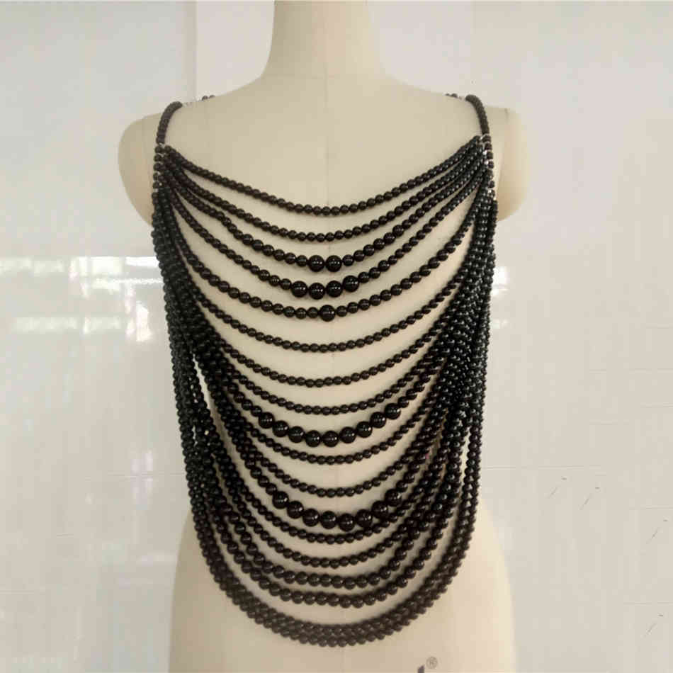 Free Fashion Strap Pearl Top Women V-neck Sleeveless Halter Elegant Beaded Tank Party Accessories 210524