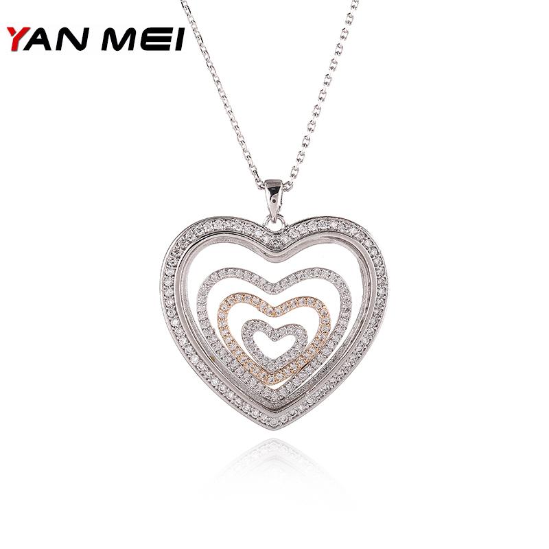 Pendant Necklaces YANMEI Crystal Multilevel Love Hearts Necklace Two Colors Chain Women Gifts CZ Collar Collier YMD1397
Pendant Necklaces YANMEI Crystal Multilevel Love Hearts Necklace Two Colors Chain Women Gifts CZ Collar Collier YMD1397