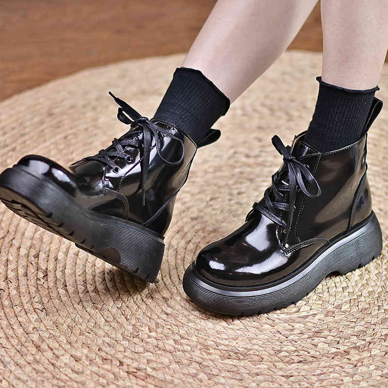 boots genuine leather round toe ladies ankle boots lace up heels bombs for women winter working women's basic shoes y8c2, Black
boots genuine leather round toe ladies ankle boots lace up heels bombs for women winter working women's basic shoes y8c2, Black