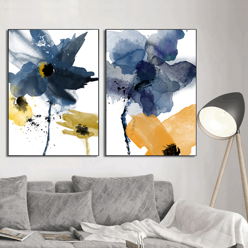 Watercolor Flower Pictures Nordic Posters Canvas Painting Wall Art For Living Room Modern Home Decor Blue Posters And Prints