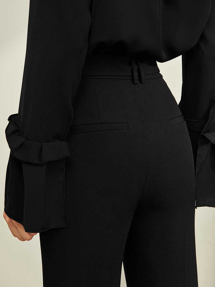 High Waist Trousers Autumn Winter Women Casual Solid Zipper Loose Elegant Female Long Pants 11940429 210527