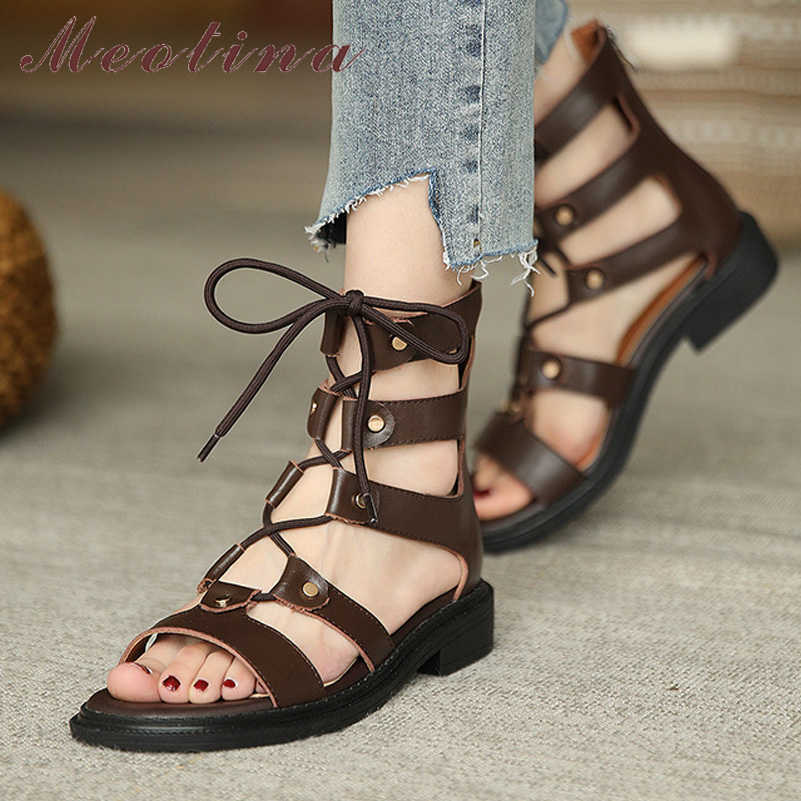 Meotina Gladiator Shoes Women Genuine Leather Sandals Med Heel Sandals Round Toe Shoes Thick Heel Ladies Footwear Summer Black 210608, Beige
Meotina Gladiator Shoes Women Genuine Leather Sandals Med Heel Sandals Round Toe Shoes Thick Heel Ladies Footwear Summer Black 210608, Beige
