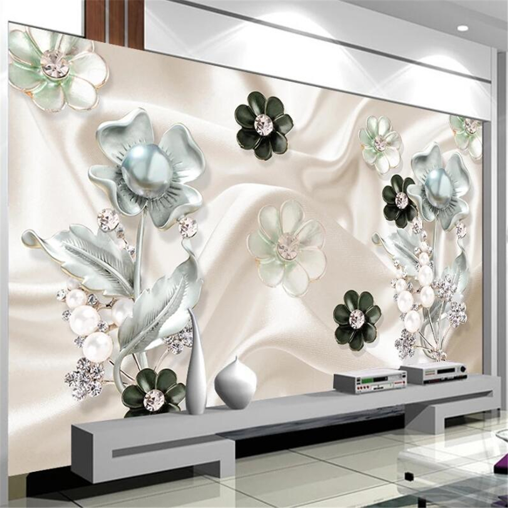 Custom large mural fashion home decoration diamond flower jewelry background wall wallpapers papel de parede