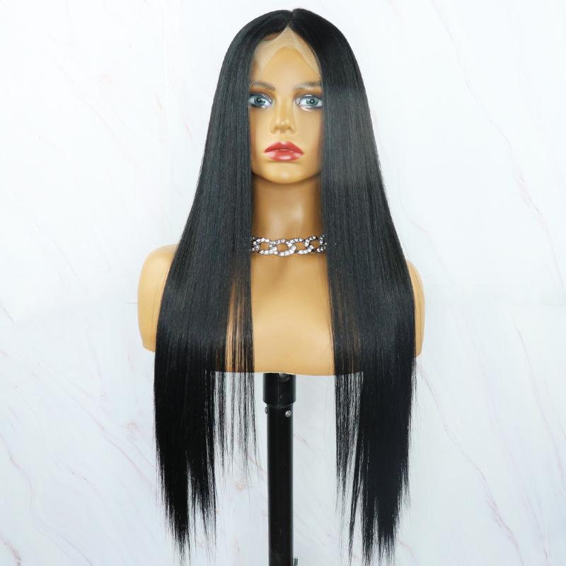 Synthetic Wigs YYsoo 1B/39 Long Silky Straight Futura Japan Heat Resistant T Part For Black Women Glueless Hair Lace Front Wig