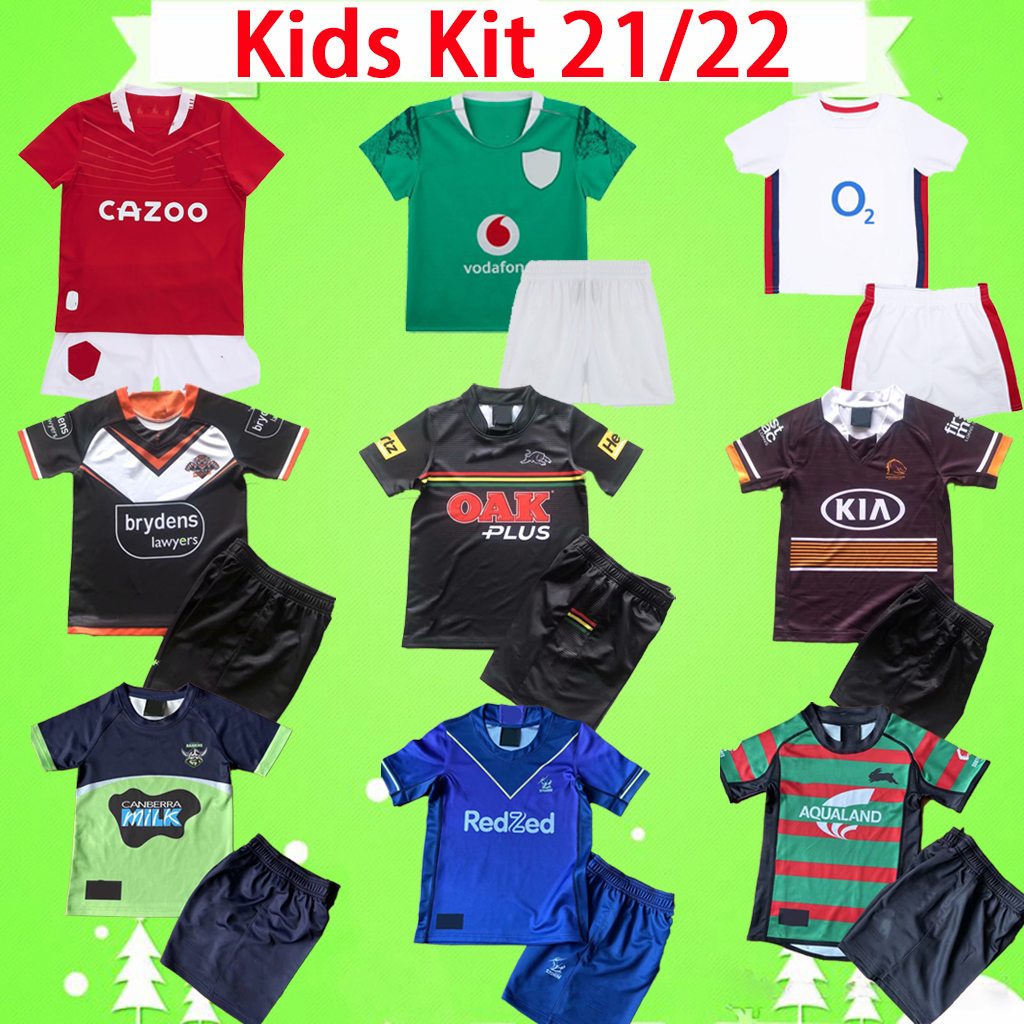 Kids Kit with shorts England Wales Ireland 2022 Rugby jerseys boys set Melbourne Broncos West tiger Rabbit Leopard home away jersey child children suit 16-26, 2021 kids kit
Kids Kit with shorts England Wales Ireland 2022 Rugby jerseys boys set Melbourne Broncos West tiger Rabbit Leopard home away jersey child children suit 16-26, 2021 kids kit