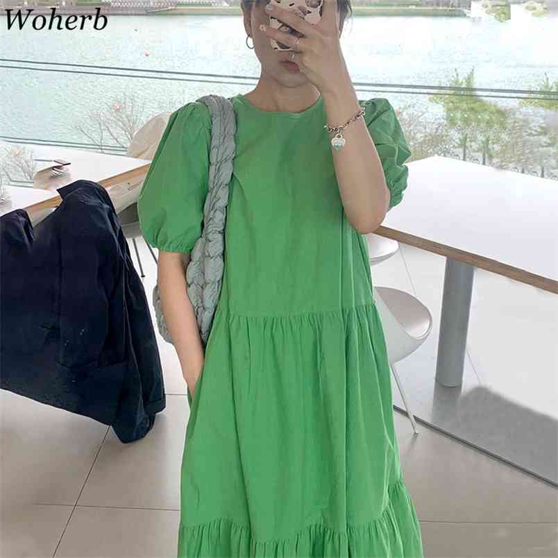 Fashion Elegant Korean Chic Dress Women Solid Puff Sleeve Summer Casual Dresses Vintage Robe Longue Femme Sukienka 210519, Green
Fashion Elegant Korean Chic Dress Women Solid Puff Sleeve Summer Casual Dresses Vintage Robe Longue Femme Sukienka 210519, Green
