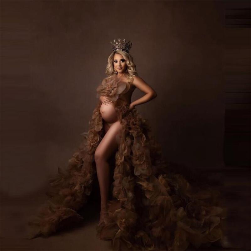 2022 Sexy Prom Dresses with Ruffles Floral Maternity Robes for Photo Shoot Elegant Evening Gowns, Yellow
2022 Sexy Prom Dresses with Ruffles Floral Maternity Robes for Photo Shoot Elegant Evening Gowns, Yellow