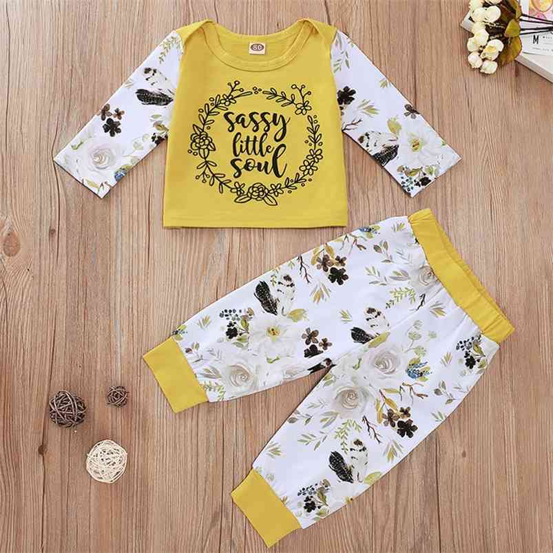 Summer Children Sets Casual Long Sleeve Print T-shirt Patchwork Pants Cute 2Pcs Girls Boys Clothes 0-3T 210629, Yellow
Summer Children Sets Casual Long Sleeve Print T-shirt Patchwork Pants Cute 2Pcs Girls Boys Clothes 0-3T 210629, Yellow