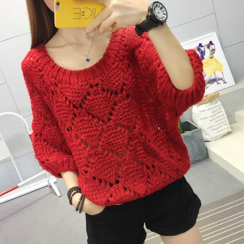 Women's sweater autumn women's loose round neck hollow bat sleeve fashion mohair pullover 210527
Women's sweater autumn women's loose round neck hollow bat sleeve fashion mohair pullover 210527