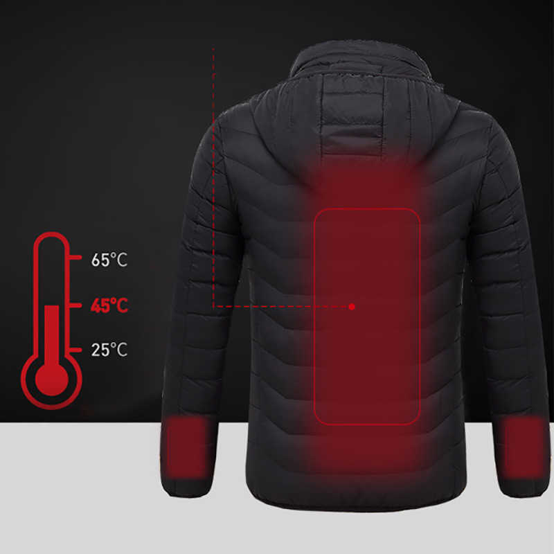 Women USB Electric Battery Heated Jackets Outdoor Long Sleeves Heating Hooded Coat Warm Winter Thermal Clothing 211013