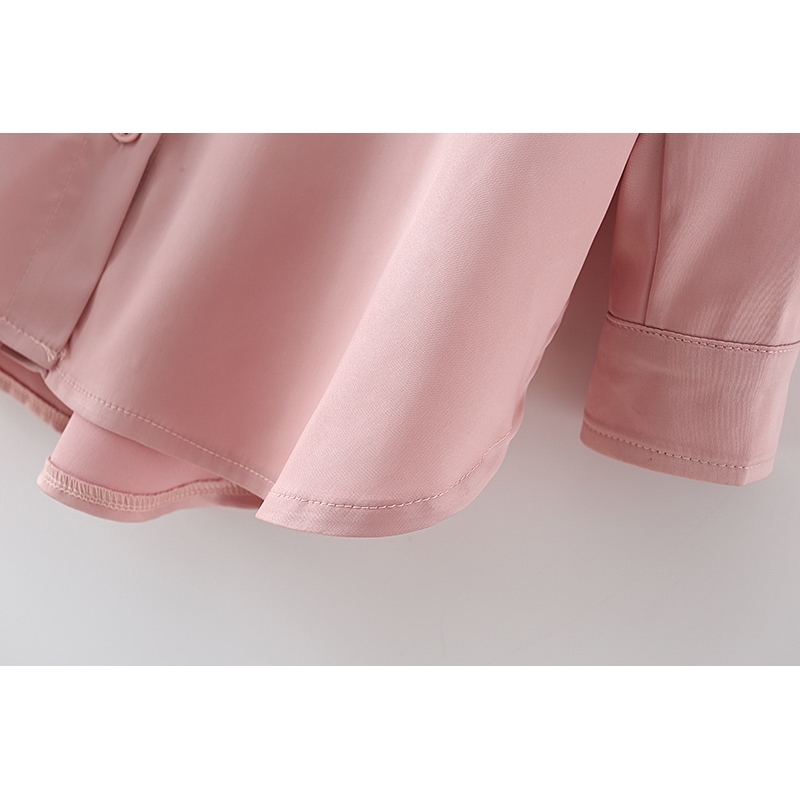 Elegant Women Solid Pink Satin Shirts Fashion Ladies Button Loose Tops Causal Female Chic Turn Down Collar Blouse 210430