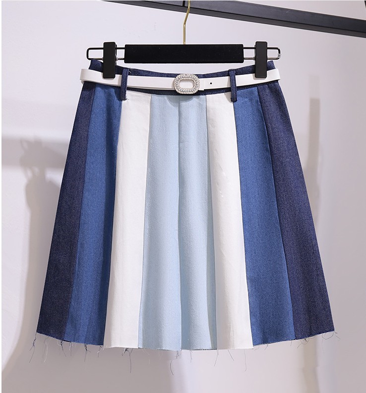 Summer Two piece Retro Women Casual White Turn Down Collar Shirt Top + High Waist Denim Mini Skirt Suit Female 210519