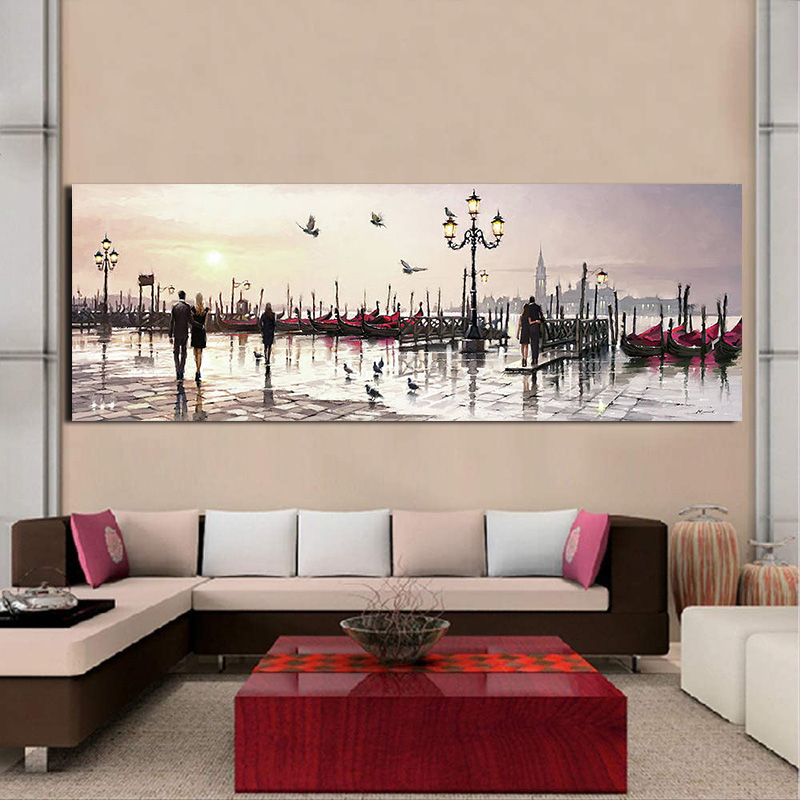 Evening In Venice Landscape Painting Wall Art Canvas Pictures For Living Room Bedroom Modern Art Home Decoration