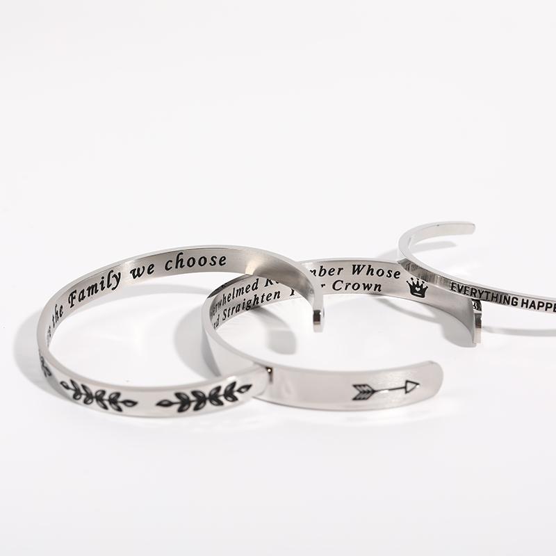 Bangle Arrow Titanium Steel C-shaped Bracelet Jewelry Stainless Smooth Plate Lettering Logo
Bangle Arrow Titanium Steel C-shaped Bracelet Jewelry Stainless Smooth Plate Lettering Logo
