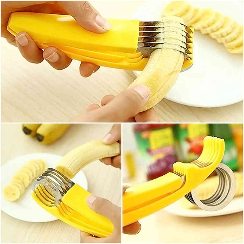 New Banana Cutter Fruit Vegetable Sausage Stainless Steel Slicer Salad CutterTools Cooking Tools Kitchen Accessories Gadgets