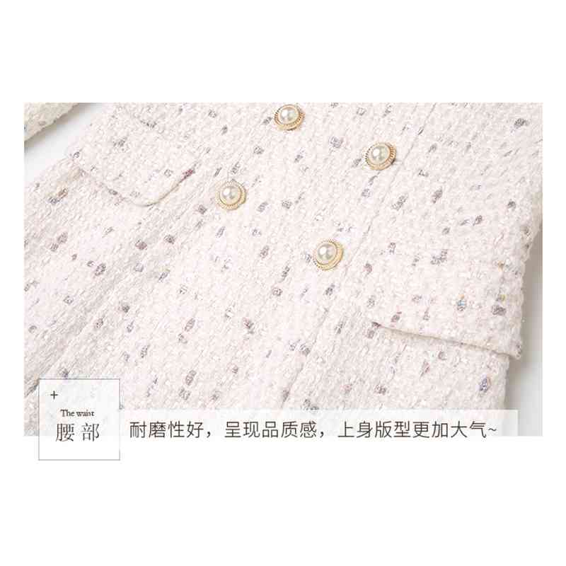 Arrival Autumn Winter Women Elegant Tweed Double Breasted Stand Collar Long Sleeve Female Fashion Chic Dresses Vestidos 210519