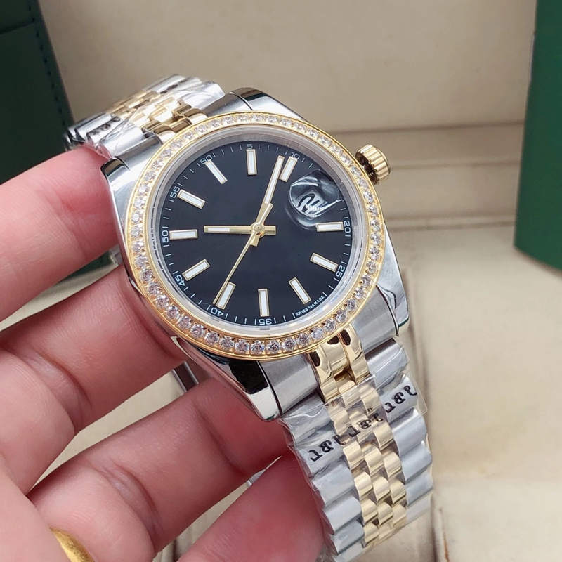 Ladies automatic mechanical waterproof watch 36mm diamond bezel sapphire face stainless steel folding buckle, Slivery;brown
Ladies automatic mechanical waterproof watch 36mm diamond bezel sapphire face stainless steel folding buckle, Slivery;brown