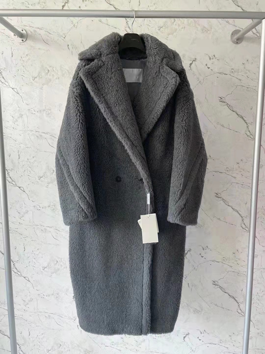 double breasted MM teddy bear camelwool coats 62% alpaca fur XLong women icon coat