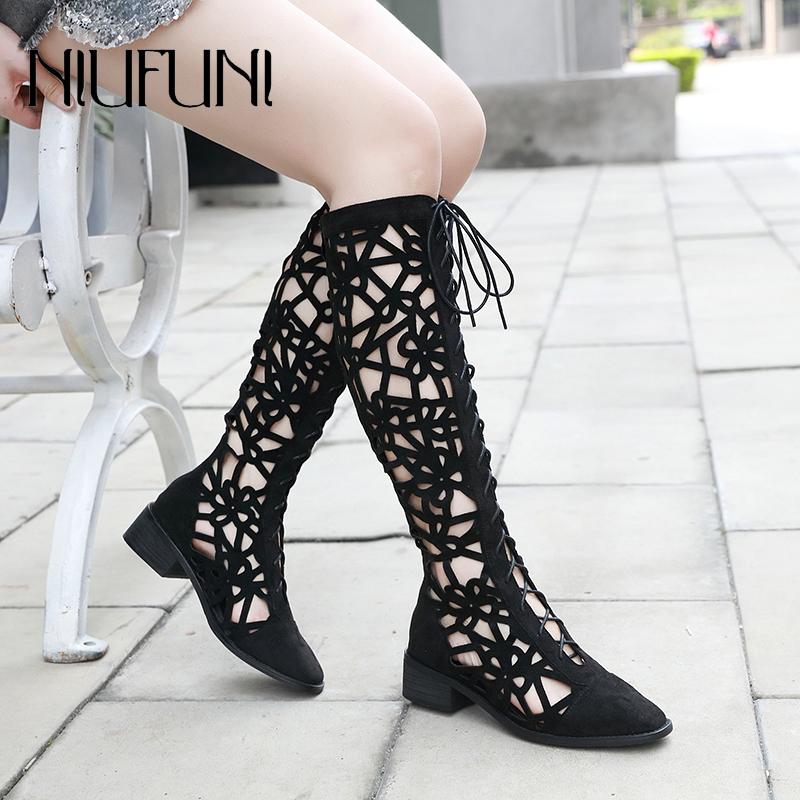 Boots Square Toe Mid Heel Hollow Cross Lace-Up Breathable Mesh Black High Quality Suede Spring Autumn Sandals Zipper Women Shoes
Boots Square Toe Mid Heel Hollow Cross Lace-Up Breathable Mesh Black High Quality Suede Spring Autumn Sandals Zipper Women Shoes