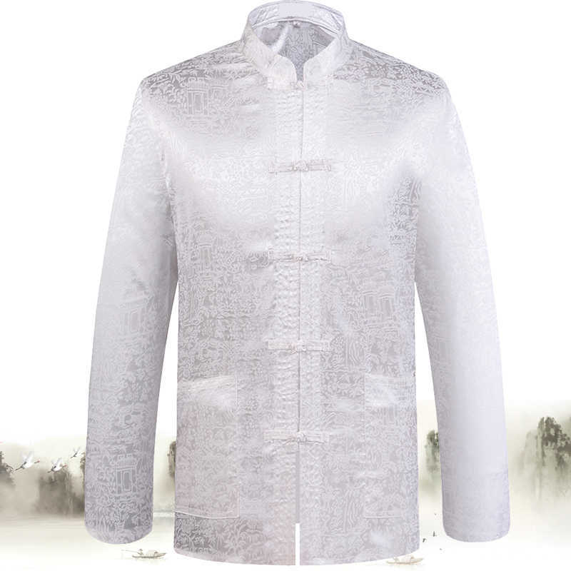 Autumn New Mans Dragon Kung Fu Jacket Coat Traditional Chinese Mandarin Collar Tang Suit Clothing For Men Camisa Masculina X0621