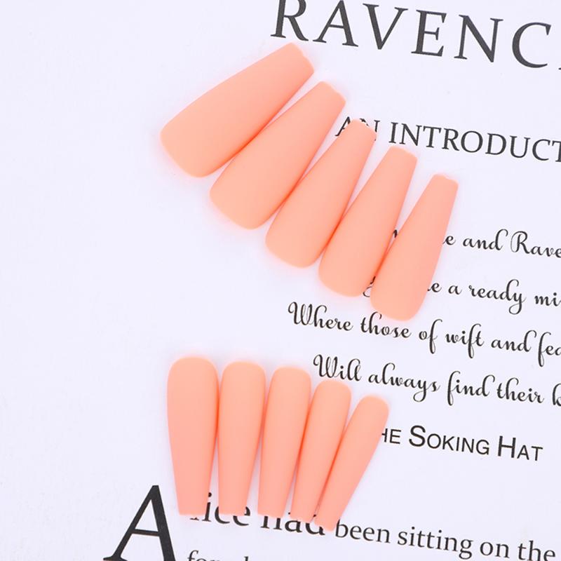 False Nails Upgraded Version 24Pcs Matte Long Ballerina Tips Colorful Coffin Full Cover Fake With Glue Nail Art Decor
