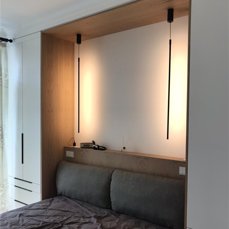 Modern Bedroom Bedside Led Pendant Lamps Living Room TV Wall Decor LEDs Pendants Lamp Geometry Line Strip Hanging Light Fixtures