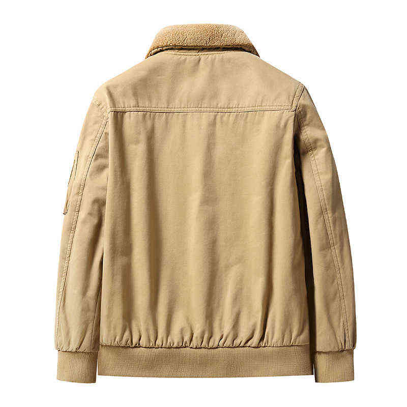 Winter Mens Zipper Jackets Casual Male Bomber Outwear Fleece Warm Windbreaker Woolen Jacket Mens Turn-Down Collar Coats Clothing 211122