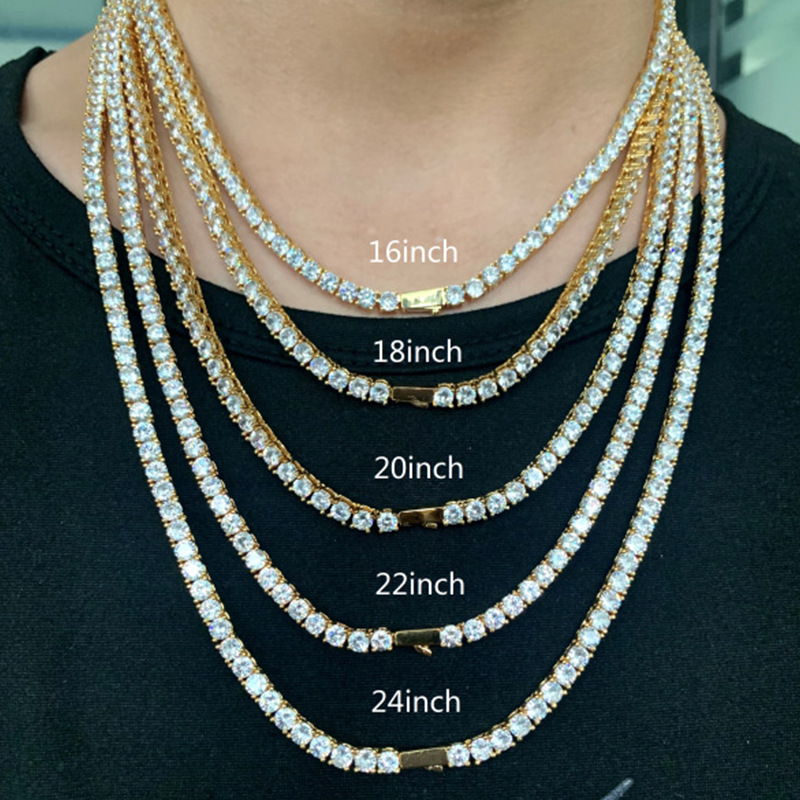 Iced out Cubic Zirconia 4mm tennis bracelet single row hip hop diamond chain women men jewelry296J301P